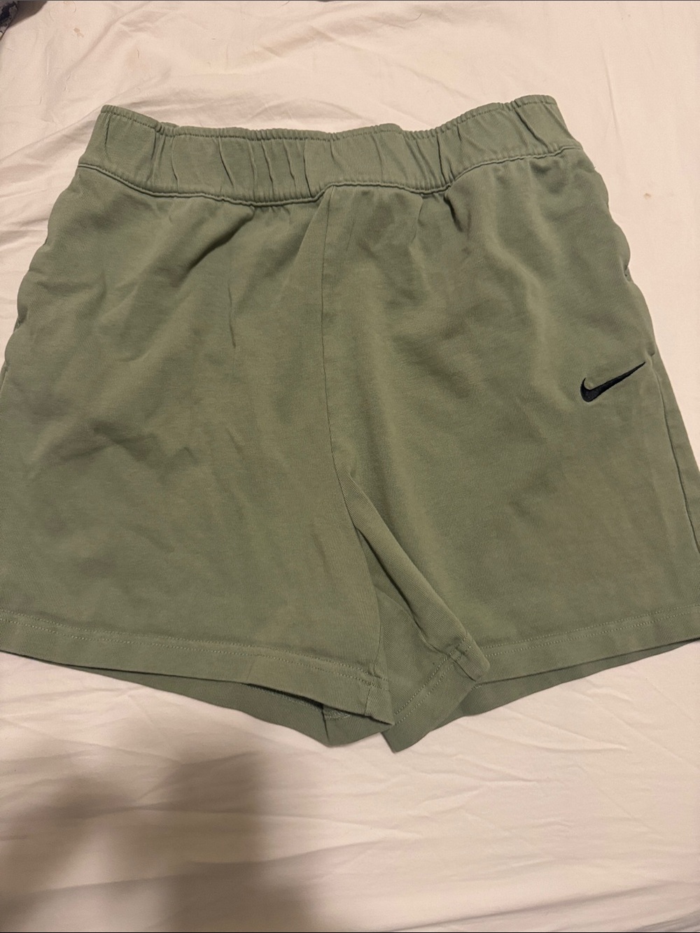 Nike Women’s Olive Green Athletic Shorts with Black Swoosh